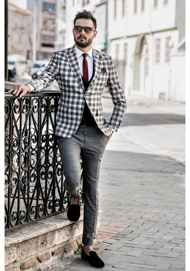 Sir Tek Ceket Ekose Regular Fit(434102097)