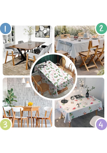 Noel Desenli Dikdörtgen Masa Örtüsü 60x84 İnç, Su Geçirmez Ve Leke Tutmaz Noel Kızılcık Pembe