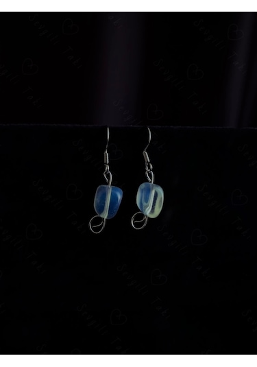 Opal Doğal Taşlı Çelik Küpe -sevgili Takı Koleksiyonu Gümüş