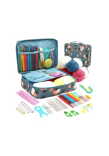 Dinosaurs Saklama Çantası Örgü Iğneleri Seti Dıy Sanat Zanaat Dikiş Araçları İle Tığ Kanca Kiti Altın