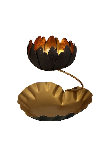 Vitale Lotus Çiçeği Gold Mumluk 24 Cm Ak.jb0207