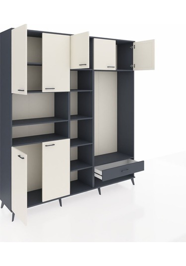 Hyperion Dolap 11 Raflı Tek Çekmeceli 7 Kapaklı 220x44x243 Antrasit-aytaşı/antrasit Aytası/antrasıt Hyperion Dolap 11 Raflı Tek Çekmeceli 7 Kapaklı 220x44x243 Antrasit-aytaşı/antrasit Aytası/antrasıt