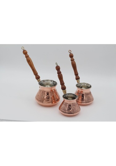 Bakır Üzümlü Otantik 3'lü Cezve Seti