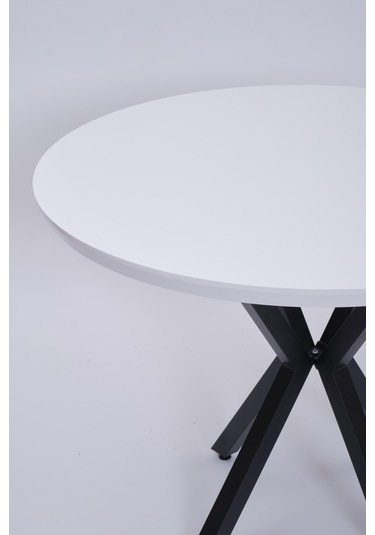 Göksu Yuvarlak Lak Panel Mutfak Masası 100cm beyaz