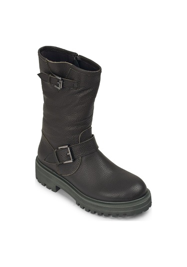 Deery Hakiki Deri Yeşil Kadın Bot - 01805Zysle01 Yeşil