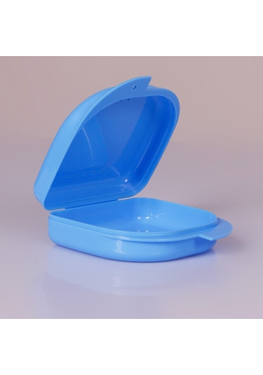 Wezone Mavi Diş Protezi Kutusu - Ortopedik Tutucu Sağlama Sandığı, Açık Hava Delikli Diş Bakımı Saklama Kutu