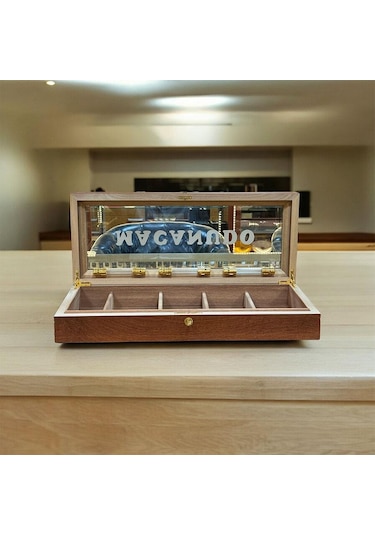 Lubinski İtaly Macanudo Camlı Humidor Puro Kutusu Kahve 200's