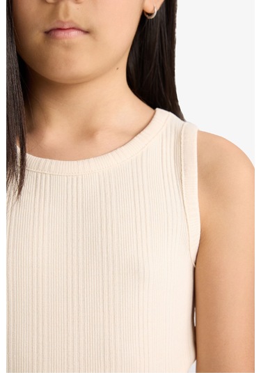 Defacto Kız Çocuk Bisiklet Yaka Basic Düz Atlet Z7815a625hser42 Ekru