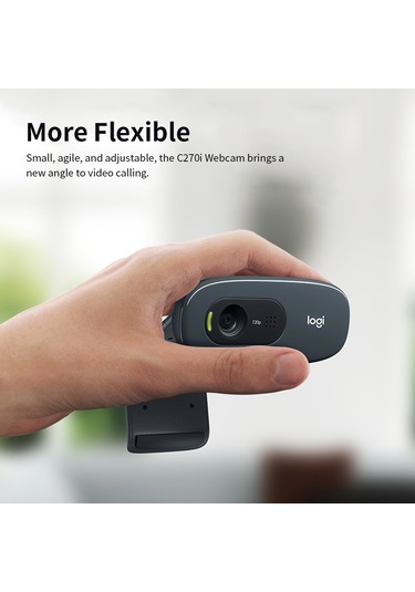 Yaozixa Logitech C270i Webcam - 720p/30fps Video Konferans, Otomatik Işık Düzeltme, Gürültü Azaltıcı Mikrofon, Evrensel Klem