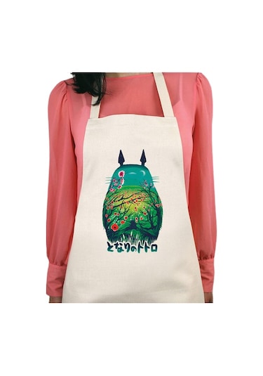 Totoro Baskılı Su İtici Özellikli Mutfak Önlüğü
