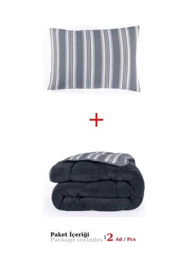 Comfort Set Yeni Nesil Wellsoft Yorganlı 2 Parça Tek Kişilik Soft Line Antrasit Antrasit