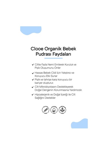 Clooe Organik Bebek Pudrası 200gr - 2 Li Fırsat Paketi