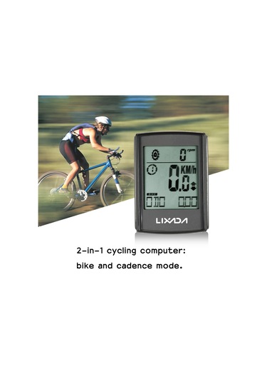 Lixada Büyük Ekran Kablosuz Bisiklet Bilgisayarı Siyah