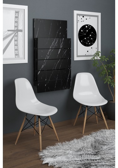 Fulya Duvara Monte Katlanabilir Pratik Yemek Masası Siyah