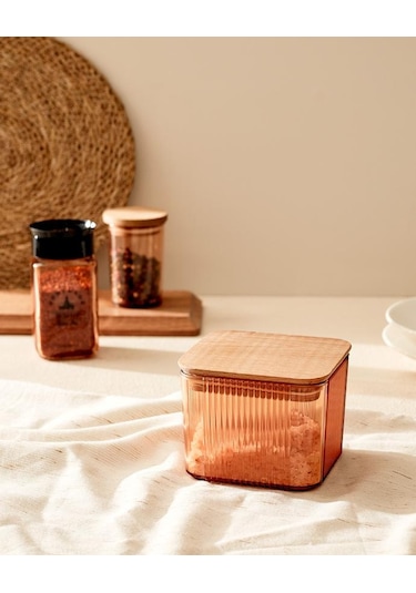 Madame Coco Renard Ahşap Kapaklı Saklama Kabı 500 ML Amber