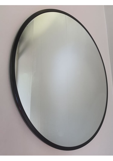 Ayna Denizi Circle Eighty Black Model Siyah Renk Metal Çerçeveli Yuvarlak Dekoratif Ayna Siyah