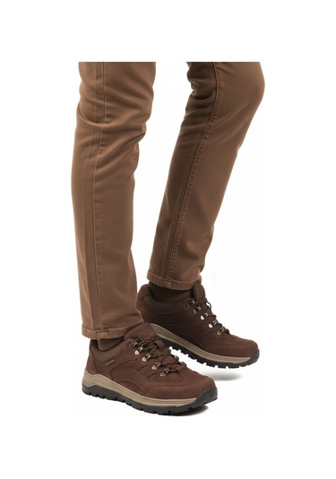 Walkway Kahve Hakiki Deri Bağcıklı Su İtici Erkek Outdoor Ayakkabı Çok Renkli