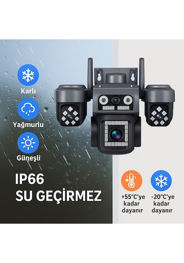 Dört Kameralı Çift Solar Panelli 4g Güvenlik Kamerası