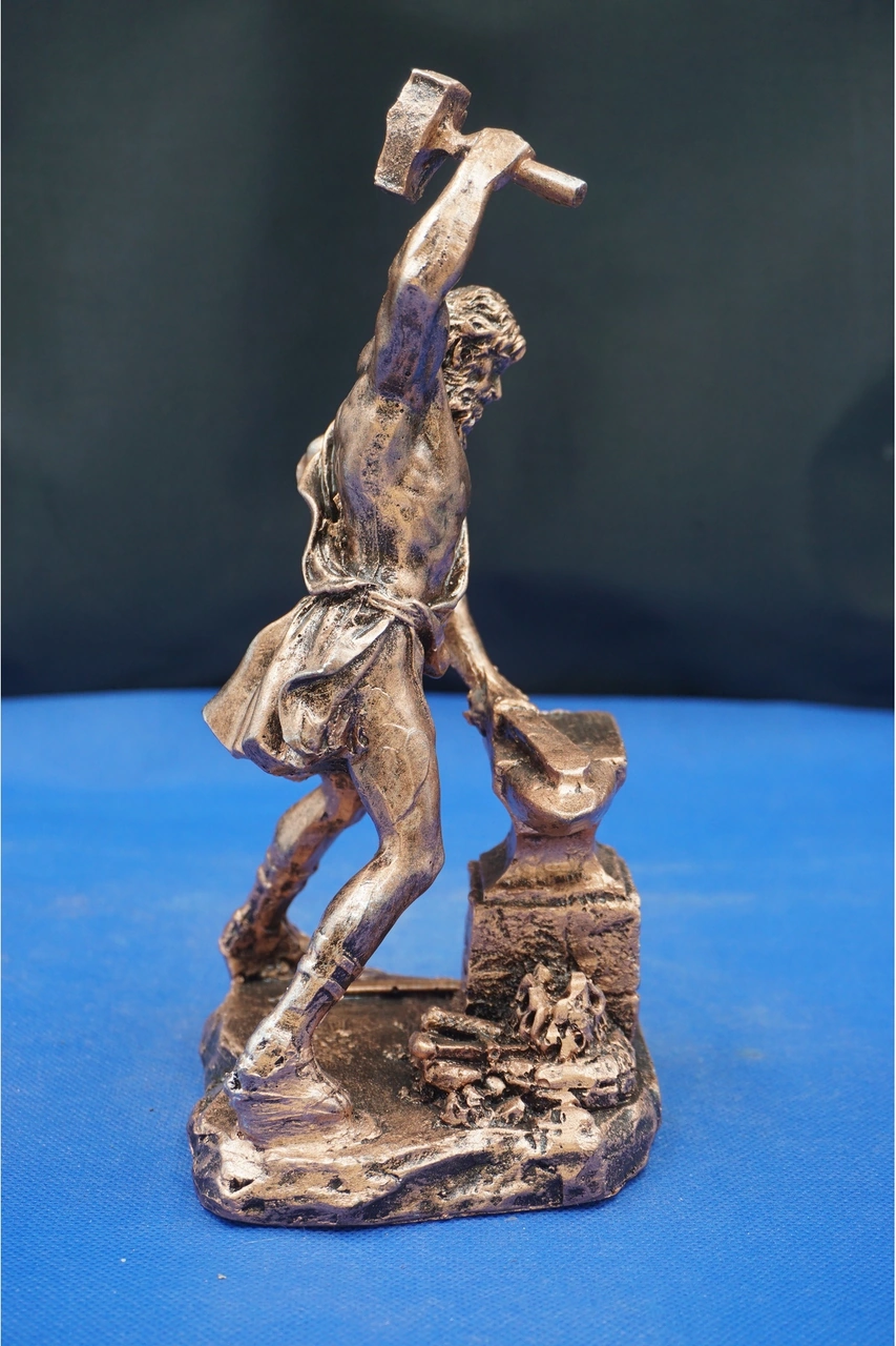Hephaestus Ateş Tanrısı Heykel Biblo Mitolojik Heykel Özel Tasarım 22 Cm Ev Dekor Aksesuar Bronz