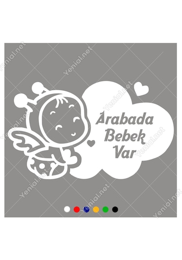 Arabada Bebek Var Yazısı Ve Melek Stickeri Yapıştırması (406983887)
