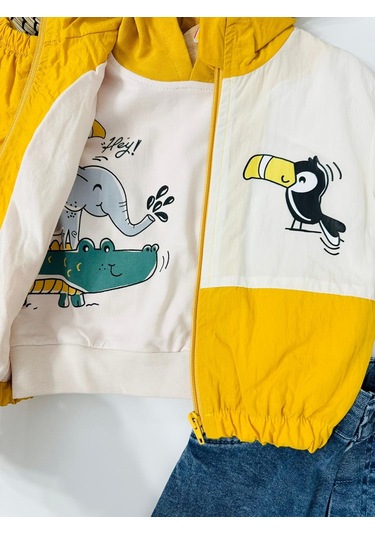 Şaşkın Papağan Fermuar Yağmurluklu Mevsimlik 3lü Takım Sari