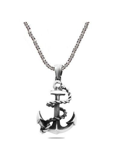 925 Ayar Gümüş Kral Zincirli Çapa Tasarım Erkek Kolye