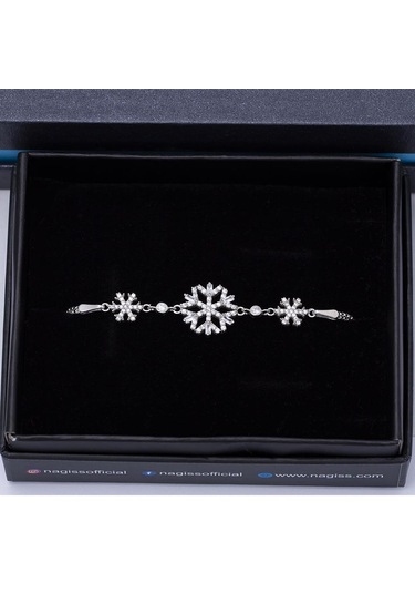 Kar Tanesi Model Baget Zirkon Taşlı 925 Ayar Gümüş Kadın Bileklik