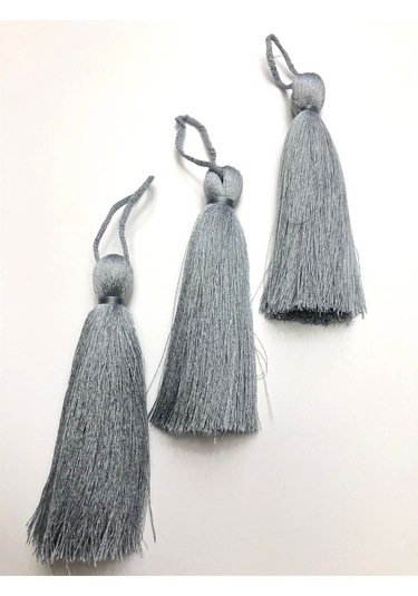 FdayAksesuar Dekoratif Şerit Aksesuar Gri Tekli Püskül 10cm 1 Adet-tps-1098 FRDY9120