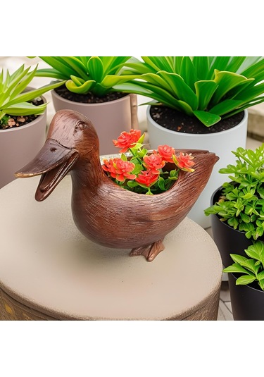 Suntek Magideal Ördek Heykeli Saksı Balkon Bitki Tutucu