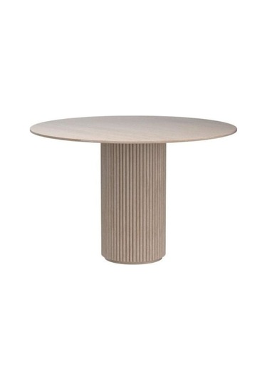 Breeze Yuvarlak Ahşap Bohem Masa 90x90 Krem