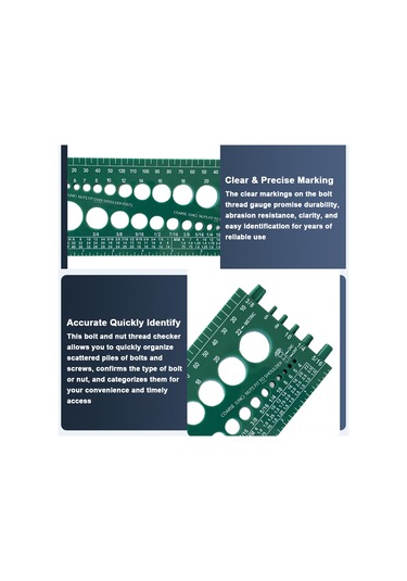 Honmex Mavi Plastik Somun Cıvata Ölçüm Aleti - Metrik Ve İngiliz Ölçekli, Keskin İşaretler, Hızlı Tanıma, Çalışma Verimliliği Artırıcı Mavi