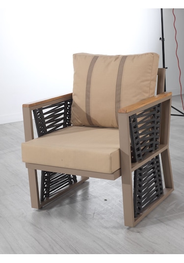 Ferro 3+1+1 Bej Metal Bahçe Takımı , Oturma Grubu Bej