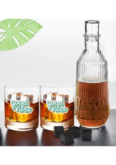 Bk Gift Dtf Motto Tasarımlı İkili Viski Kadehi, Viski Taşı Ve Karaf Seti-2, Arkadaşa Hediye, Sevgiliye Hediye Kobitmeyencom30458 Bk Gift