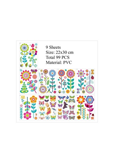 Pencere Çıkartmaları Kelebek Çiçek 99 Adet Duvar Çıkartma Seti Su Geçirmez Şeffaf Vinil Çıkartmalar Ev Dekorasyonu İçin Kolay Soyulur Ve Duvar/pencere İçin Çıkartmalar Çok Renkli