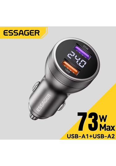 73w Araç Şarjı Usb Çift Giriş Hızlı Pd Ce Lisanslı Dijital Led