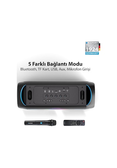 Blaupunkt Pl700 Mikrofonlu Uzaktan Kumandalı Kablosuz Bluetooth Speaker Hoparlör Siyah