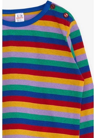 Breeze Erkek Bebek Uzun Kollu Tişört Çizgili 9 Ay-3 Yaş, Karışık Renk Çok Renkli