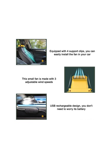 Wezone Araba Arka Koltuk Soğutucu Fan - Usb İle Çalışır, Evcil Hayvanlar Ve Yolcular İçin, Sarı Renk