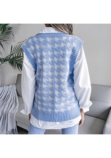 Kazak Yelek Kadın V Boyun Örme Yelek Streetwear Sonbahar Kış Vintage Giyim Rahat Gevşek Kolsuz Kazak Kırmızı