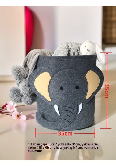 Büyük Kapasiteli Karikatür Hayvan Keçe Saklama Kovası Yıkanabilir Tiger