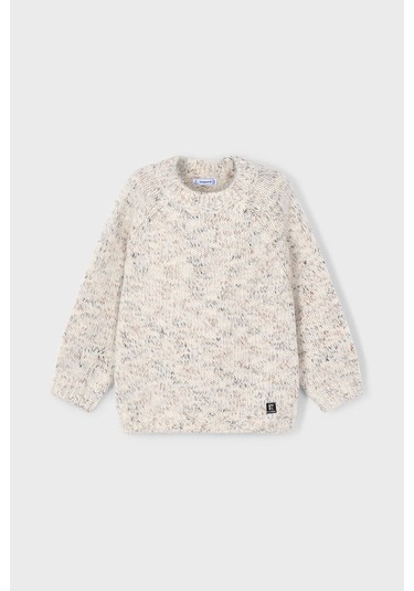 Erkek Çocuk Reglan Kollu Kırçıllı Triko Kazak - Bej Bej