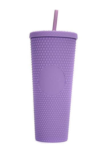 Koyu Mor 710ml/24oz Büyük Kapasiteli Su Bardağı Tamamen Çivili Mat Tumbler Geniş Açı Sızdırmaz Kapaklı Yeniden Su Bardağı 55039026