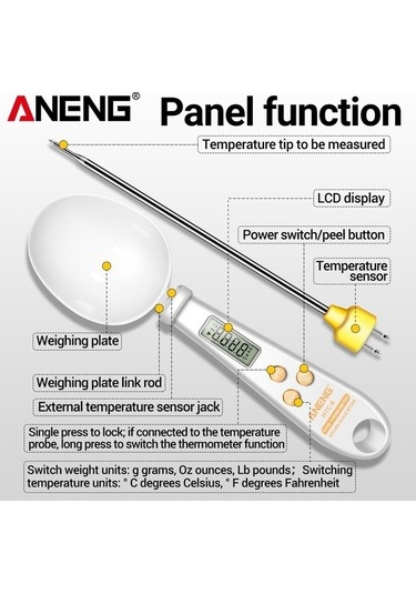 Ulzyvf Createtech Terazi Tartı Ölçme Kaşığı Htc-6, Gram Fonksiyonlu Elektronik Ekran, Beyaz Beyaz