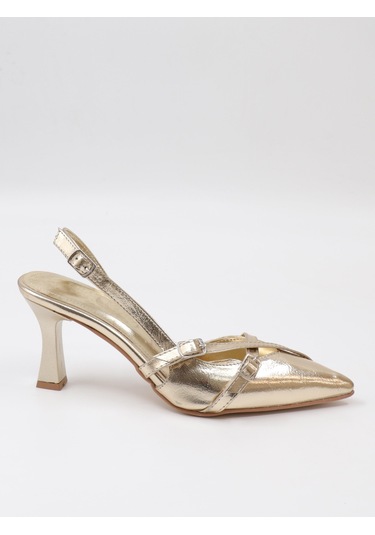 Nesilshoes Nesil Shoes Uraz 500 Altın Çift Toka Kadın Sandalet