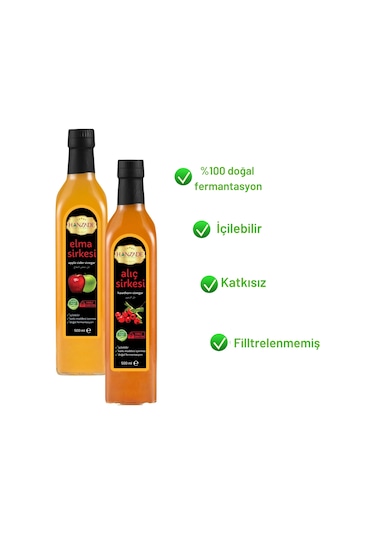 Hanzade Bitkisel Elma + Alıç Sirkesi 500 ML 2'li Set