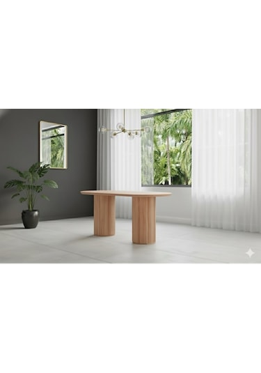 Noıre Ahşap Modern Yemek Masası 6 Kişilik Yemek Masa Takımı Naturel Beyaz
