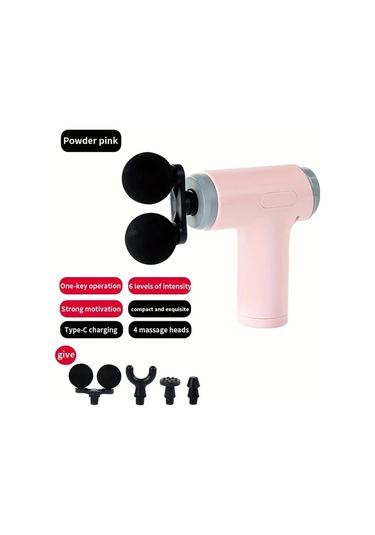 Motion003 Pembe Yuksek Guclu Tam Vucut Rahatlatıcı Sarj Edilebilir Derin Doku Masaj Aleti 4 Baslık Pembe