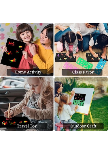 Gökkuşağı Çizik Kağıdı Sanat Seti Çizik Kağıdı, Siyah Çizik Kağıdı Sağlar