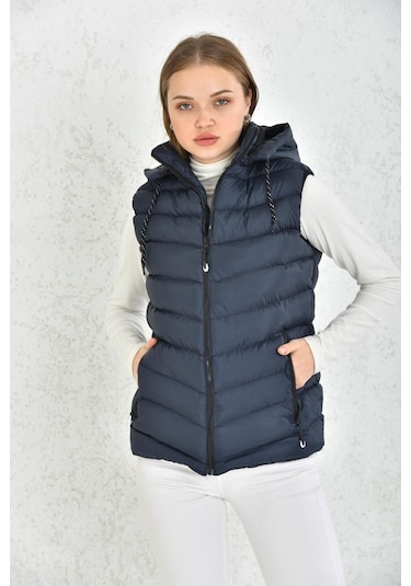 Wapp Unisex Lacivert Mikro Jel Dolgu Çıkarılabilen Fermuarlı Kapü Çok Renkli