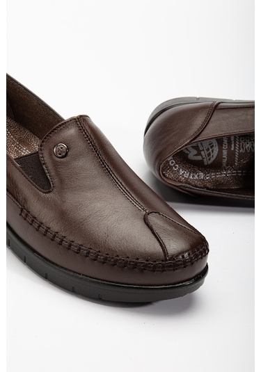 92101 Ortopedik Kadın Deri Ayakkabı Topuk Dikeni İçin Uygundur Kahverengi